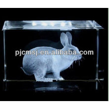 2015 hermosa 3D Laser Crystal Cubo Rubbit para 2013 Navidad Artesanía y decoración del hogar